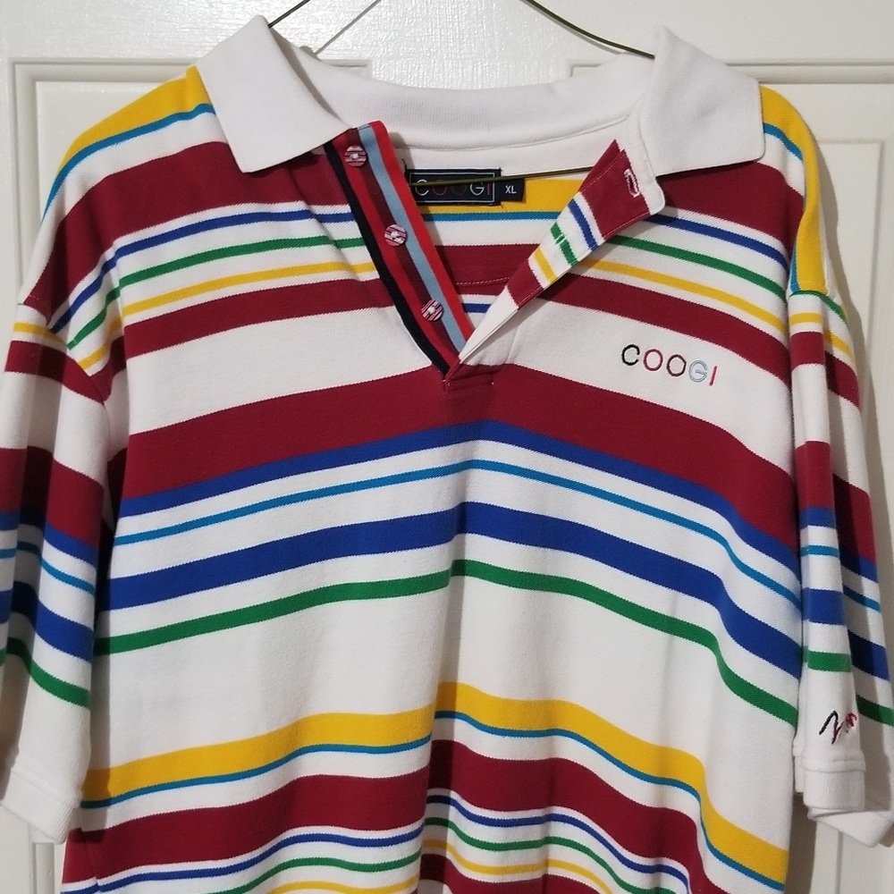 Men's Coogi Multi color Stripped Polo Xl